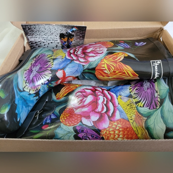 Anuschka Tall Rain Boots in Vintage Bouquet Size 9/10 - Picture 2 of 11